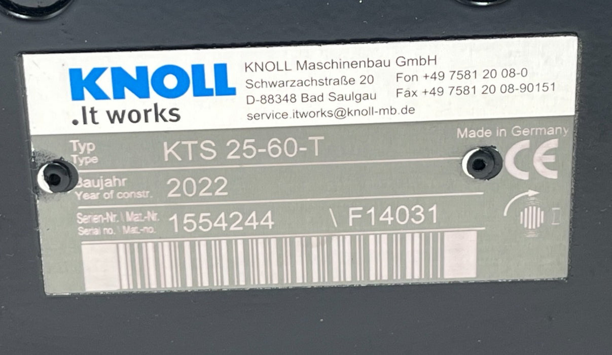 KNOLL KTS 25-60-T High-Pressure Screw Pump 14031 CNC Coolant System Hydraulic