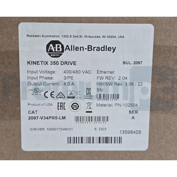 Allen-Bradley 2097-V34PR5-LM /A Kinetix 350 EtherNet/IP Servo Drive 2.0kW NSMP