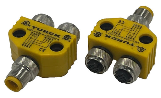 2 Turck VB2-FSM4.4/2FKM4 M12 Y-Splitter 4-Pin Male to (2x) 4-Pin Female IP68 New