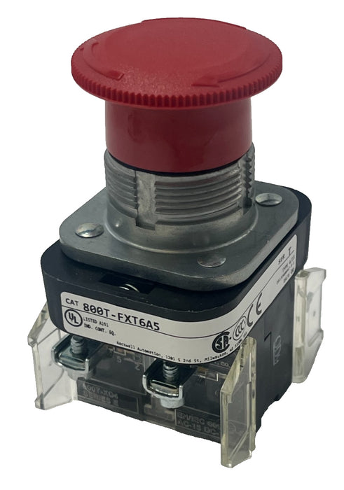 Allen-Bradley 800T-FXT6A5 30.5mm Push-Pull PB 2NC Ser T NEMA 4/13 Red Mushroom