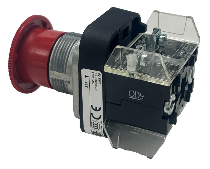 Allen-Bradley 800T-FXT6A5 30.5mm Push-Pull PB 2NC Ser T NEMA 4/13 Red Mushroom