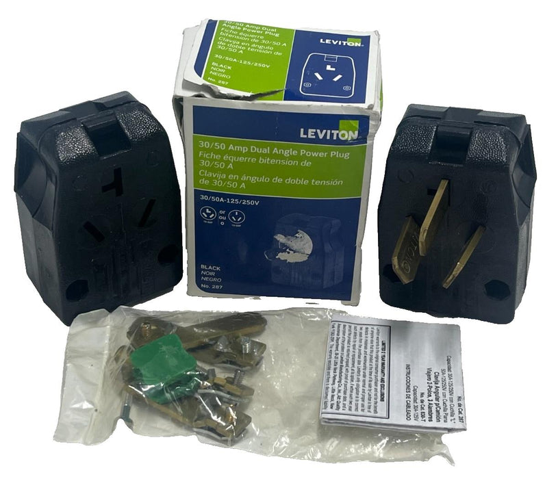 2 Leviton 287-T 30/50A 125/250V Dual Power Angle Plug NEMA 10-30P 10-50P Non-GND