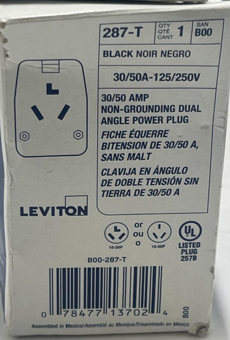2 Leviton 287-T 30/50A 125/250V Dual Power Angle Plug NEMA 10-30P 10-50P Non-GND