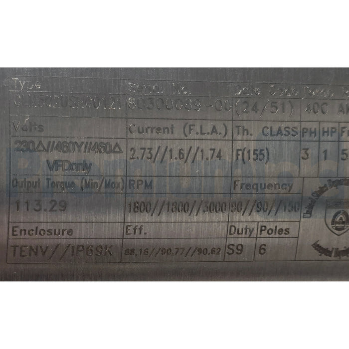 STOBER CLM502USHGO121 | CLM502U CLM cLEAN Motor SS Washdown Servo Motor 1HP NSNP