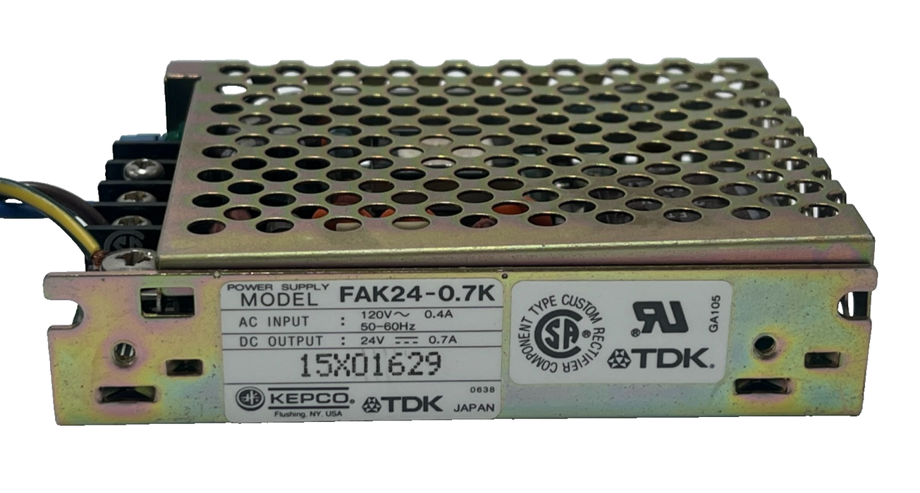 TDK FAK24-0.7K Power Supply 24VDC 0.7A KEPCO FAK Series AC Input Open Frame