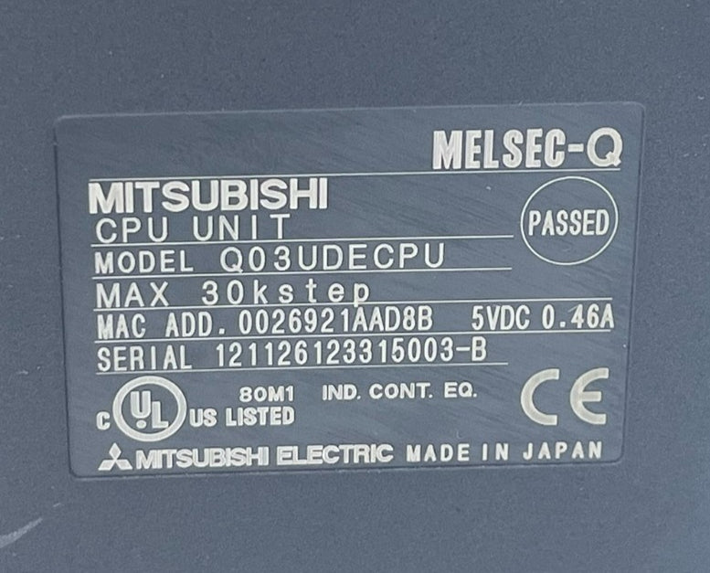 (2) Mitsubishi Q03UDECPU Universal Model Q PLC CPU Module Ethernet USB 30K Steps