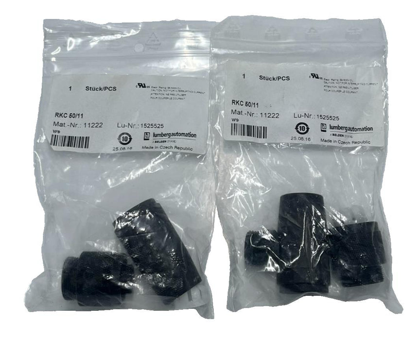 (2) Lumberg RKC 50/11 7/8" Power Field Attachable Connector Female 5-Pin 250V 9A