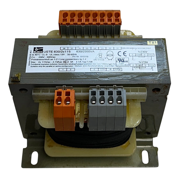 BLOCK USTE 630/2x115 / ETA Typ 5700 / 810318 Control Transformer 630/2350VA USNP