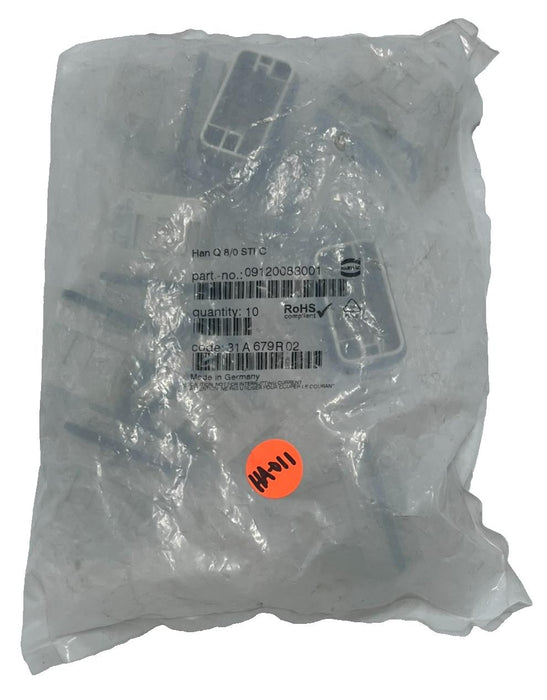 LOT of 10 Harting Han D 09120083001 8-Pin + Ground Plug Insert Male 10A 250V