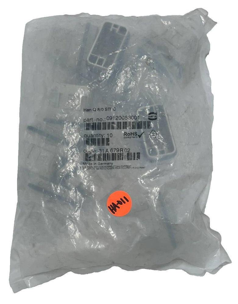 LOT of 10 Harting Han D 09120083001 8-Pin + Ground Plug Insert Male 10A 250V