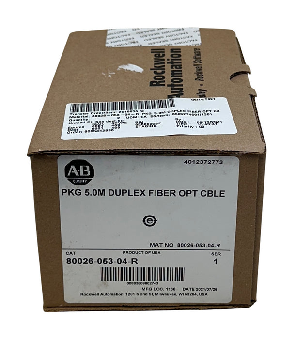 ALLEN BRADLEY 80026-053-04-R /1 PKG 5.0M Duplex Fiber Optic Cable OEM NSFS