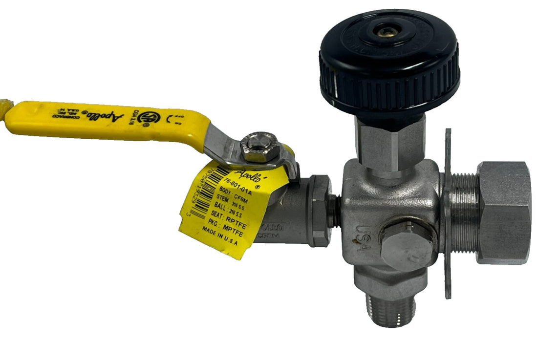 APOLLO 76-801-01A 1/4" Standard Port Ball Valve Stainless Steel FNPT x MNPT USA