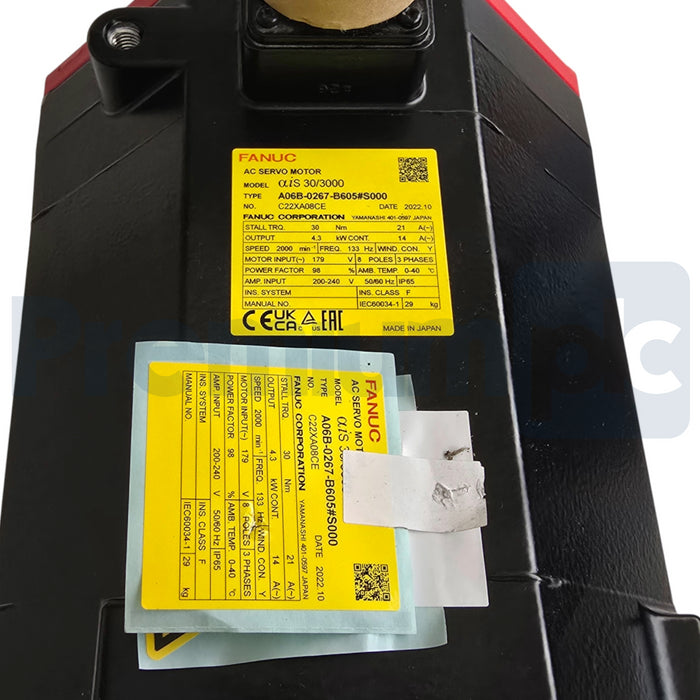 FANUC A06B-0267-B605#S000 aiS 30/3000 AC Servo Motor 4.3kW 2000RPM w/Brake NSNP