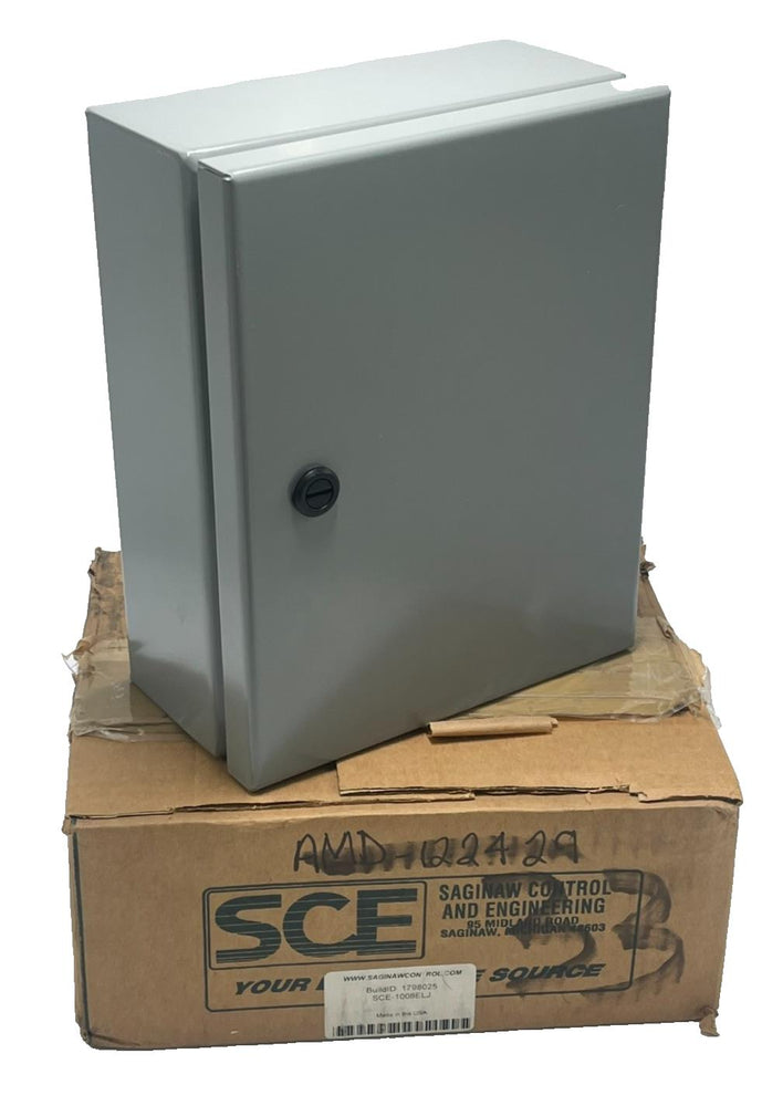 SAGINAW CONTROL SCE-1008ELJ Enclosure 10x8x4 NEMA 3R 4 12 13 Steel J-Box Gray