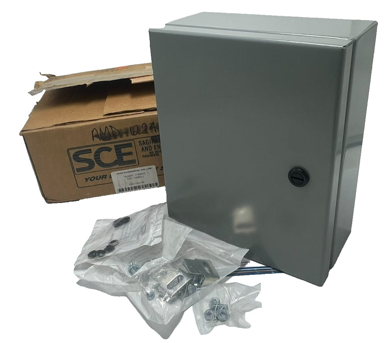 SAGINAW CONTROL SCE-1008ELJ Enclosure 10x8x4 NEMA 3R 4 12 13 Steel J-Box Gray