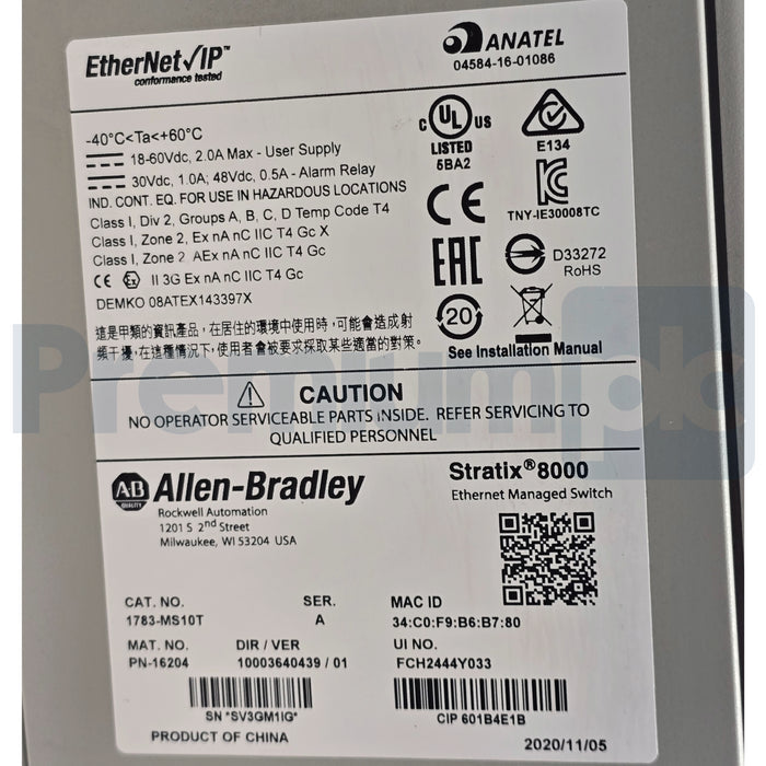 Allen Bradley 1783-MS10T /A Stratix 8000 10-Port Managed Ethernet Switch NSNP