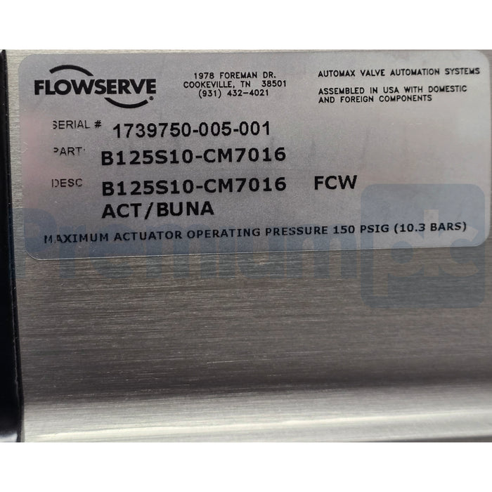 FLOWSERVE B125S10-CM7016 | B125S10 Automax Supernova B-Series Pneumatic Actuator