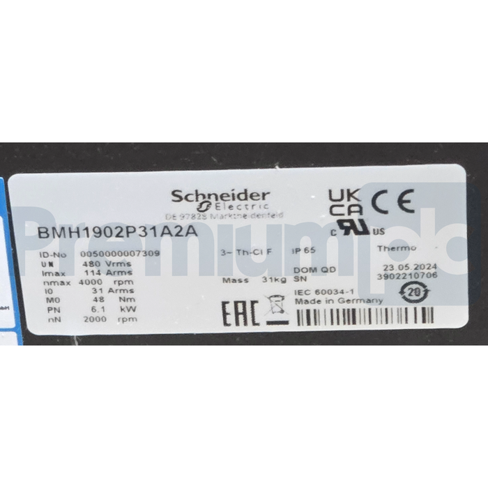 Schneider Electric BMH1902P31A2A BHM Lexium 32 Servo Motor 6.1kW 4000rpm NSMP
