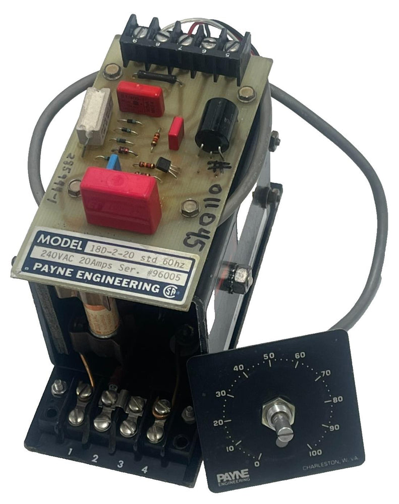 PAYNE ENGINEERING 18D-2-20 std 60Hz Power Controller 240VAC 20A TURN DIAL 0-100