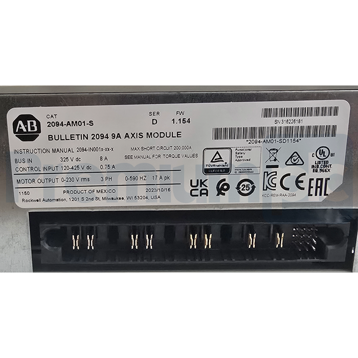 Allen-Bradley 2094-AM01-S /D Kinetix 6000 Axis Module 200/230V 9A 2094AM01S NSNP