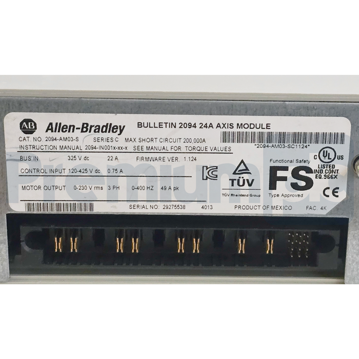 Allen Bradley 2094-AM03-S /C Kinetix 6000 Axis Module 24A 230V 5.5kW 2094AM03S