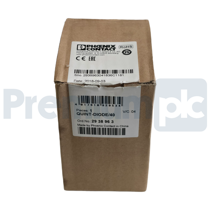 Phoenix Contact 2938963 | QUINT-DIODE/40 Redundancy Power Module 24VDC 40A NSMP