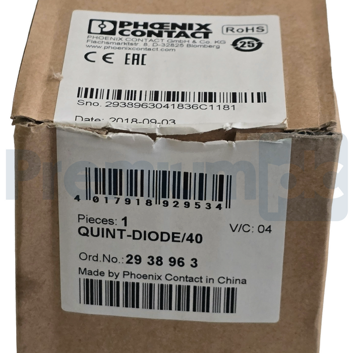Phoenix Contact 2938963 | QUINT-DIODE/40 Redundancy Power Module 24VDC 40A NSMP
