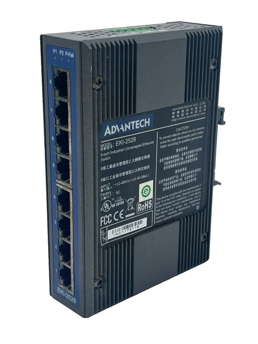 ADVANTECH EKI-2528 8-Port Industrial Unmanaged Ethernet Switch DIN Rail 24VDC