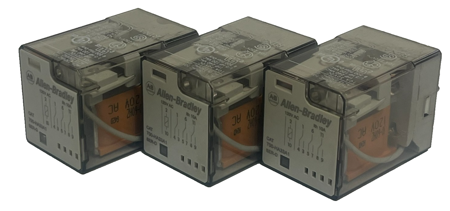 LOT OF 3 ALLEN-BRADLEY 700-HA33A1 SER. D CONTROL RELAY 3 N.O. 3 N.C.