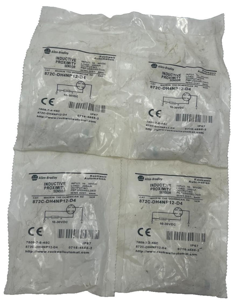 LOT OF 4 ALLEN-BRADLEY 872C-DH4NP12-D4 Inductive Proximity Sensor 4mm Flush PNP