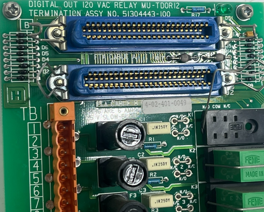 HONEYWELL 51304443-100 Relay Output Board w/ (9) 51190528-100 Relays TDC 3000
