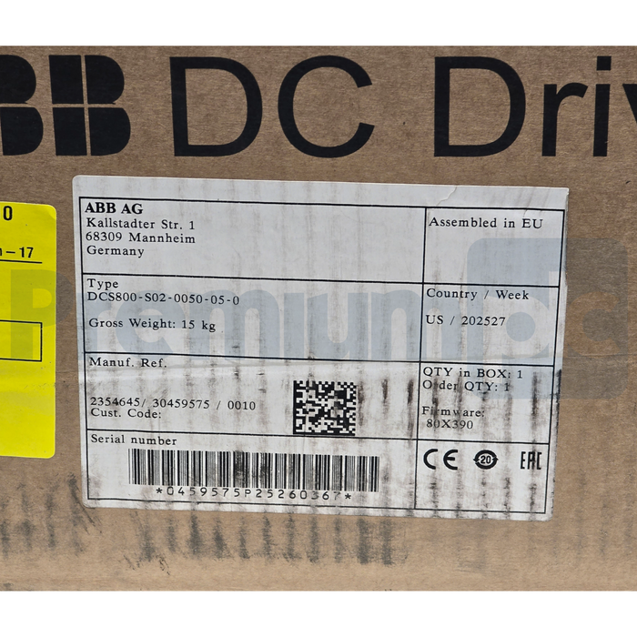 ABB DCS800-S02-0050-05 | DCS800-S02-0050-05-0 DC Drive 50A In 20HP @ 480V NSMP