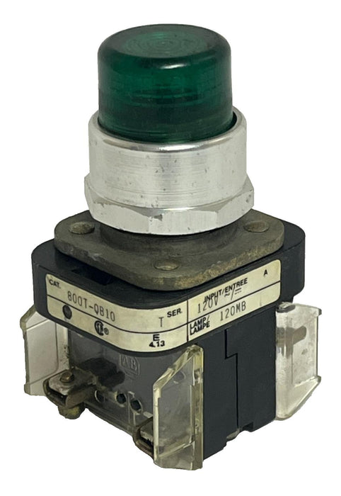 Allen-Bradley 800T-QB10 Ser T Green Illuminated Push Button - 120V AC/DC - 30mm