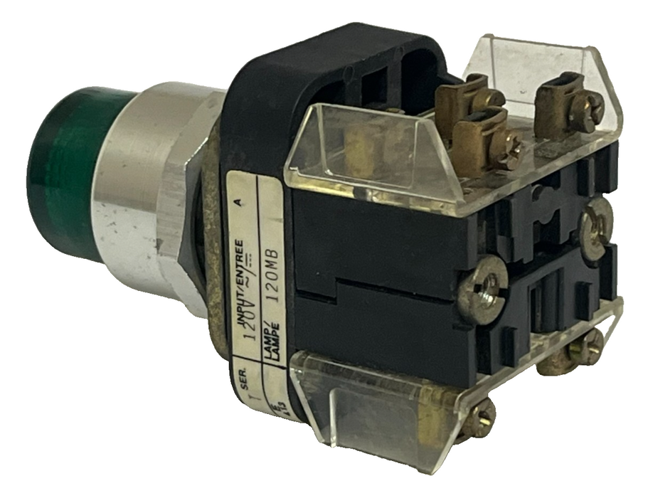 Allen-Bradley 800T-QB10 Ser T Green Illuminated Push Button - 120V AC/DC - 30mm
