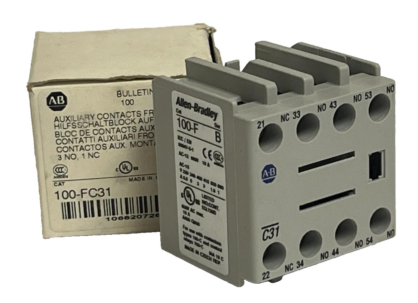 Allen-Bradley 100-FC31 Auxiliary Contact Block | Ser B 3NO/1NC Front Mount NSMP