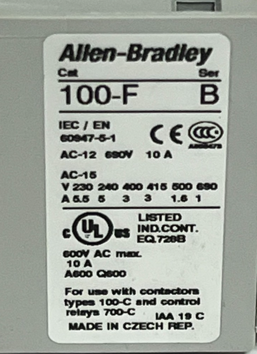 Allen-Bradley 100-FC31 Auxiliary Contact Block | Ser B 3NO/1NC Front Mount NSMP