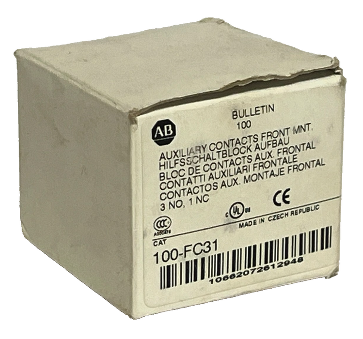 Allen-Bradley 100-FC31 Auxiliary Contact Block | Ser B 3NO/1NC Front Mount NSMP