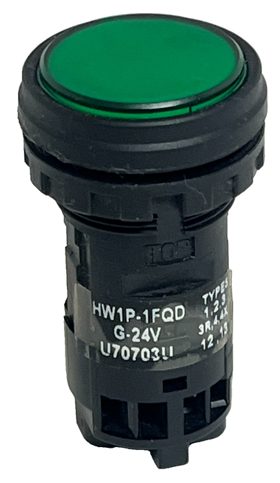 IDEC HW1P-1FQD-G-24V Pilot Light 22mm Green LED Indicator Flush Round 24V AC/DC