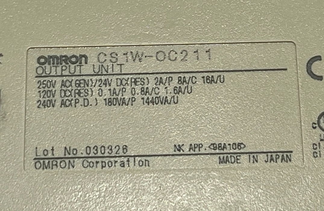 Omron CS1W-OC211 Sysmac CS1 Series Relay Output Unit - 16 Point - 250VAC/24VDC