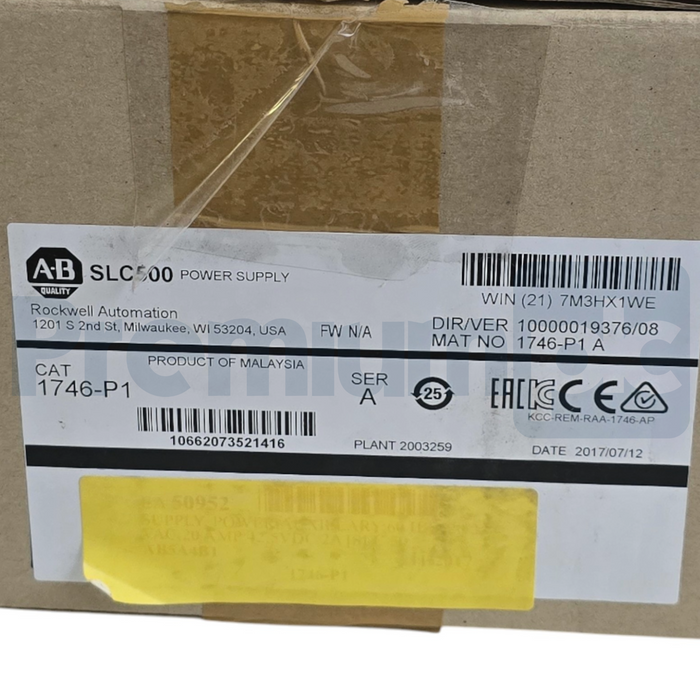 Allen Bradley 1746-P1 /A SLC 500 Power Supply - Rack Mount, 120/240V 1746P1 NSMP