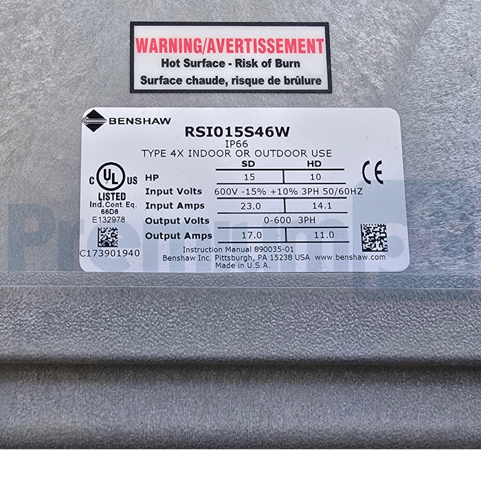 BENSHAW RSI-015-S4-6W | RSi015S46W RSi S4 Sensorless Vector VFD 15HP 600V NSMP