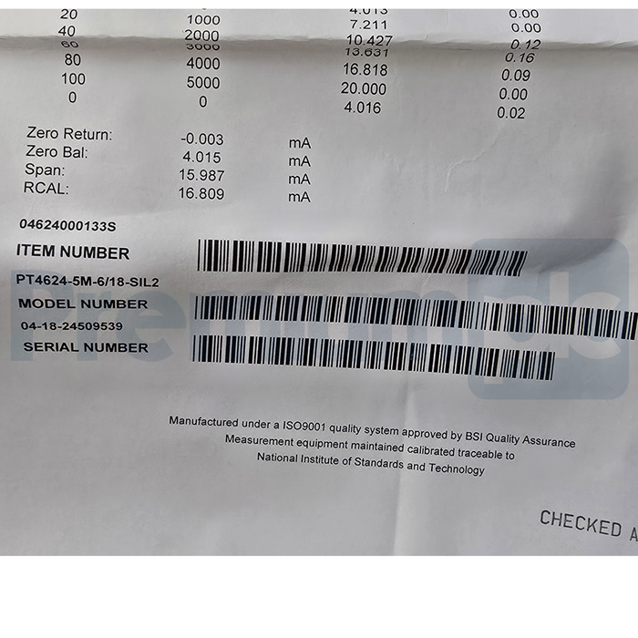 Dynisco PT4624-5M-6/18-SIL2 PT46X4 Pressure Sensor w/SIL2 0-5000psi 4-20mA NSMP