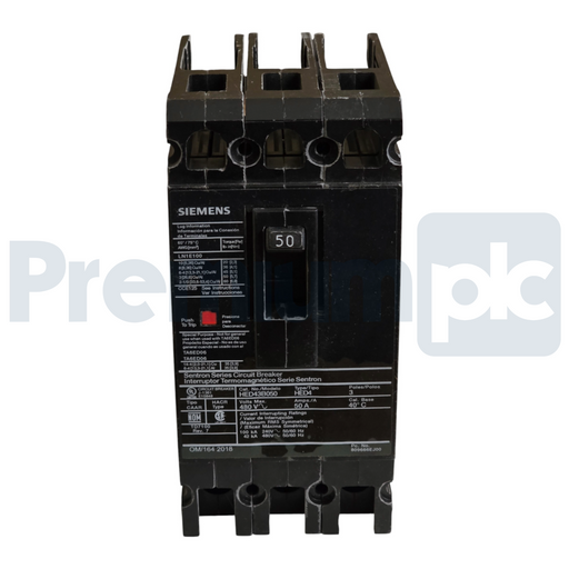 Siemens ITE HED43B050 Sentron ED Frame Circuit Breaker 50A 3-Pole 480V 42kA NSNP