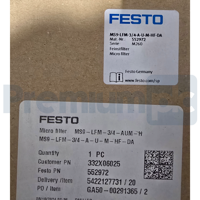 Festo MS9-LFM-3/4-AUM-HF-DA | 552972 MS Micro Filter 0.01μm G3/4 0-20 bar NSMP