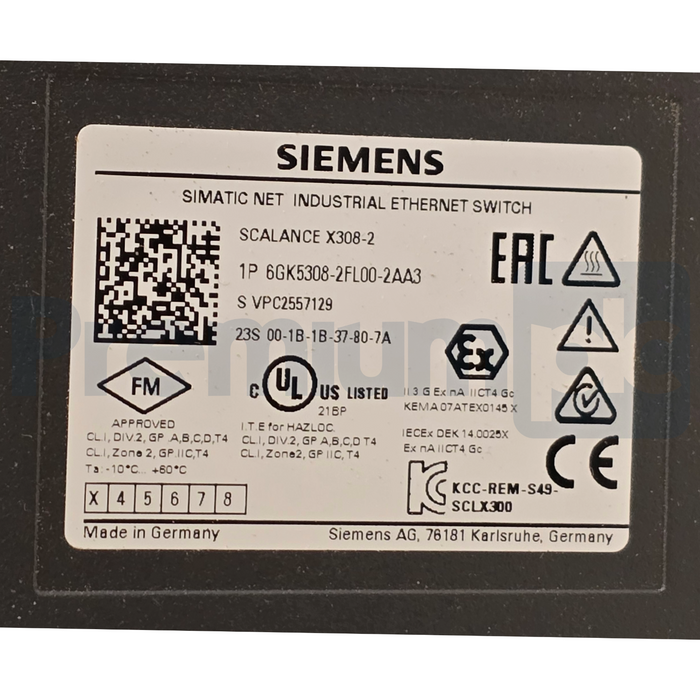 Siemens 6GK5308-2FL00-2AA3 SCALANCE X308-2 Managed IE Switch 10-Port 1GB MM NUPI