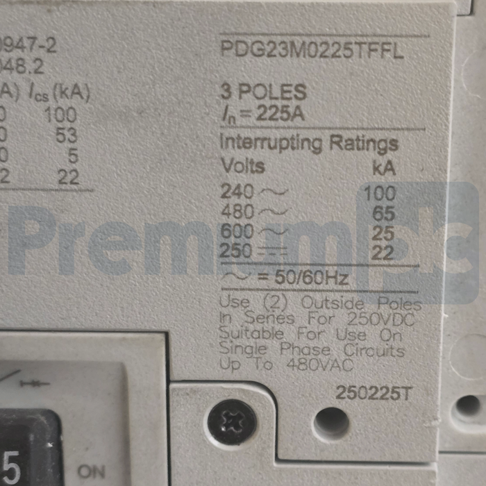 Eaton PDG23M0225TFFL PDG2 Power Defense 225A 3 Pole 600V Circuit Breaker USPI