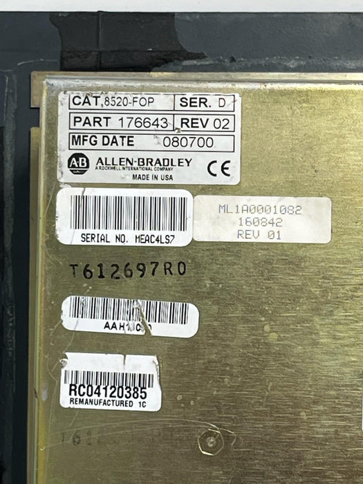 Allen Bradley 8520-FOP Series D Part 176643 Rev 02 9/Series Operator Interface