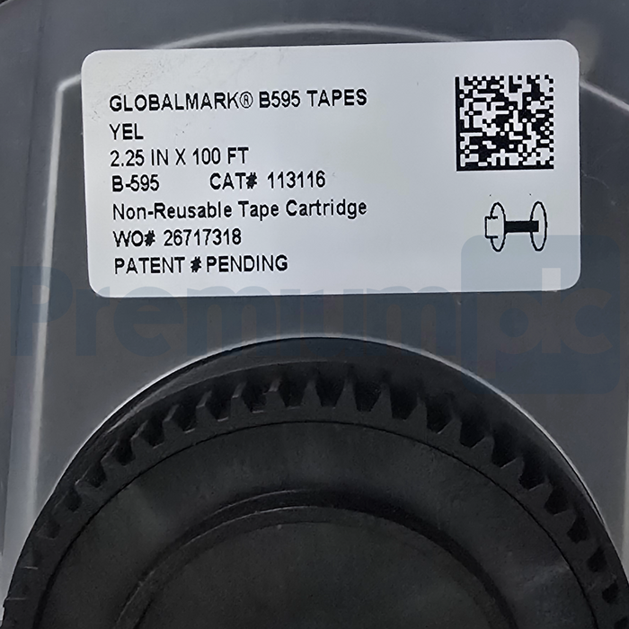 BRADY 113116 GlobalMark B-595 Yellow Vinyl Label Cartridge 2.25"x100' Y2272677