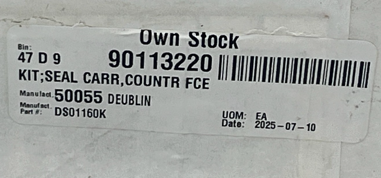 Deublin DS01160K Seal Carrier Counter Face Kit for Rotary Union Repair, NSMP