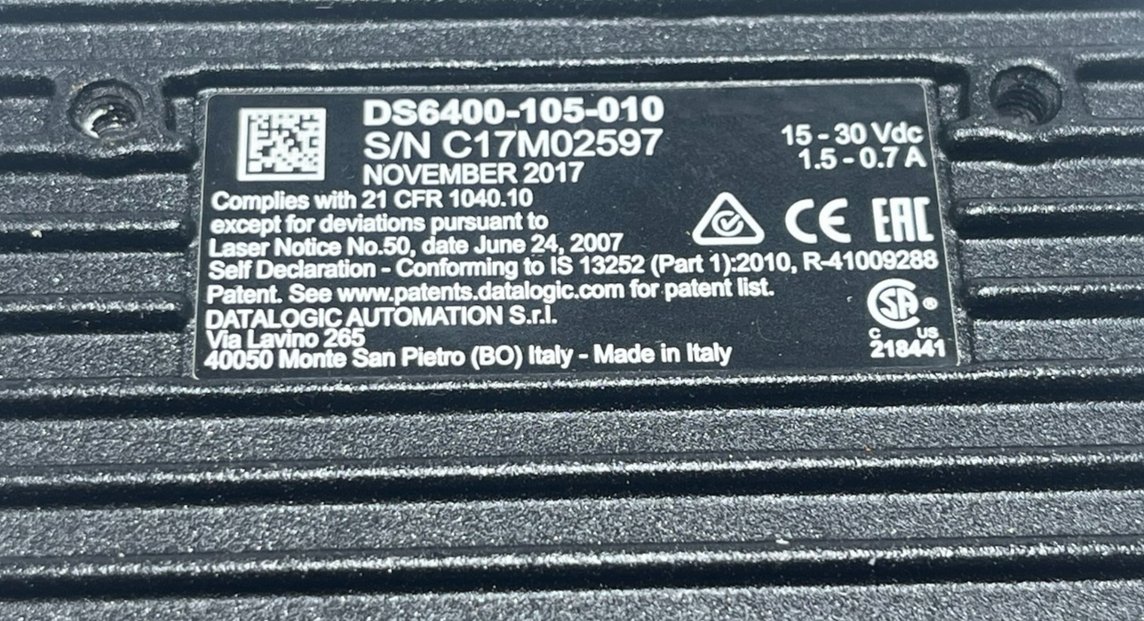 Datalogic DS6400-105-010 Barcode Scanner Fixed Industrial Laser *WATER DAMAGE*